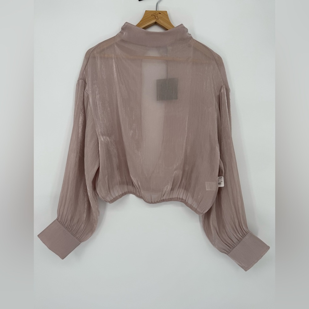 Sheer Mock Neck Long Sleeve Top Pale Lavender NWT